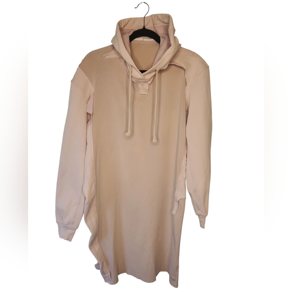 JNBY Light Pink Mauve Long Sleeve Hooded Cotton Blend Sweatshirt Dress Size M